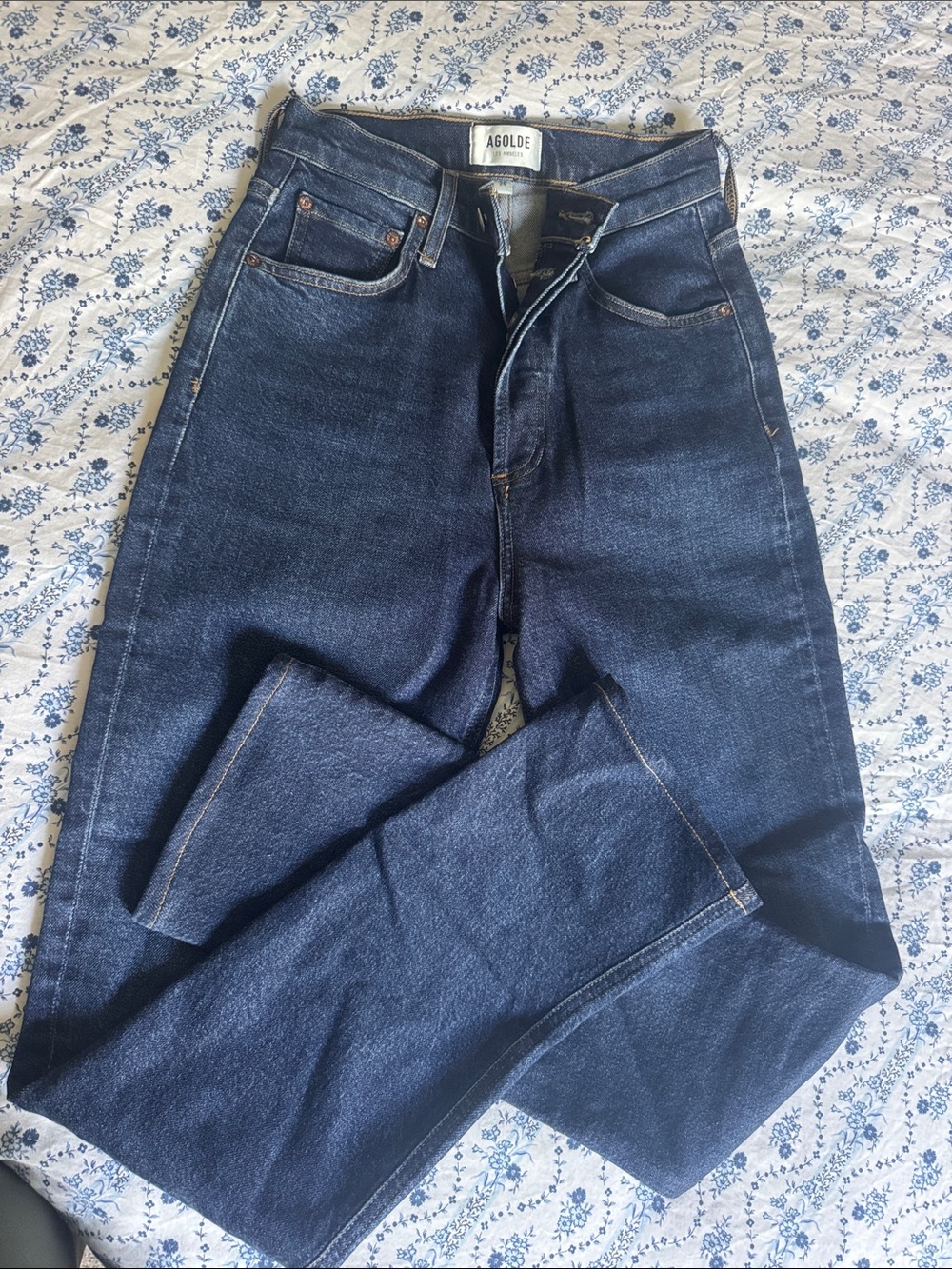 Agolde Women's Dark Blue Straight Jeans